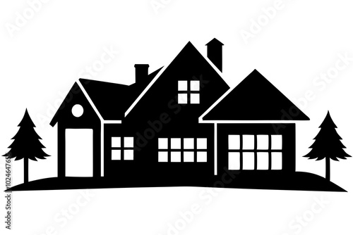 House | vector silhouette illustration on white background