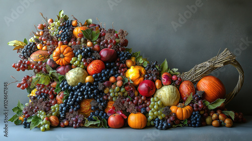 Inviting Autumn Scene Featuring a Cornucopia for Thanksgiving Celebrations