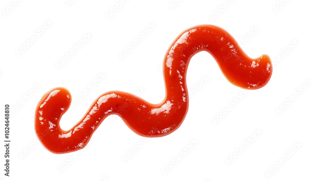 A squiggly line of ketchup, often used as a condiment for food. A squiggly line of ketchup, often used as a condiment for food.