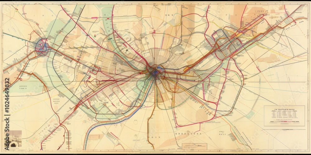 Obraz premium Navigating Boston: A Detailed Transportation Map Wallpaper