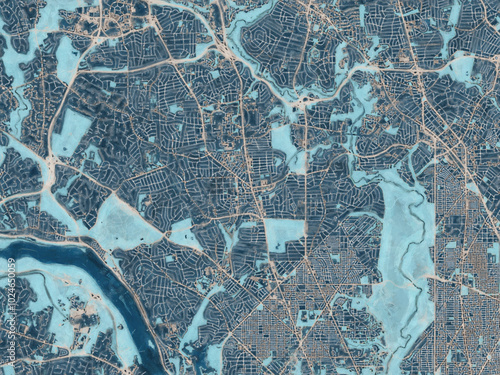 Tableau sur toile Painterly Style City Map of Bethesda  Maryland, USA in a Blue Color Scheme