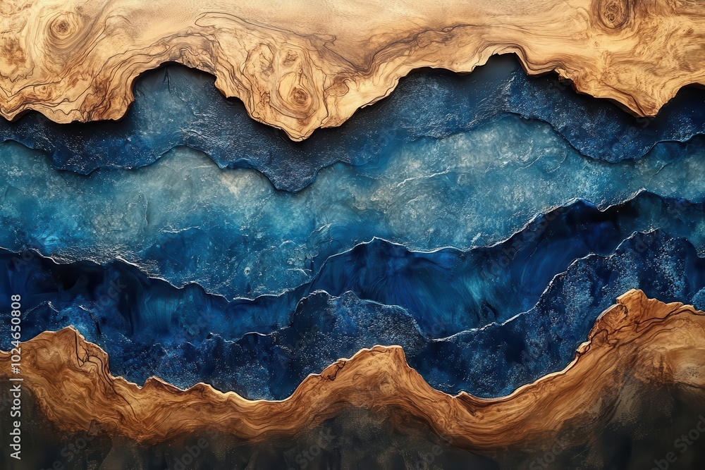 wooden surfaces meet blue epoxy resin in a stunning abstract texture creating a beautiful background for design presentations this combination evokes a sense of nature and craftsmanship wooden surfaces meet blue epoxy resin in a stunning abstract texture creating a beautiful background for design presentations this combination evokes a sense of nature and craftsmanship