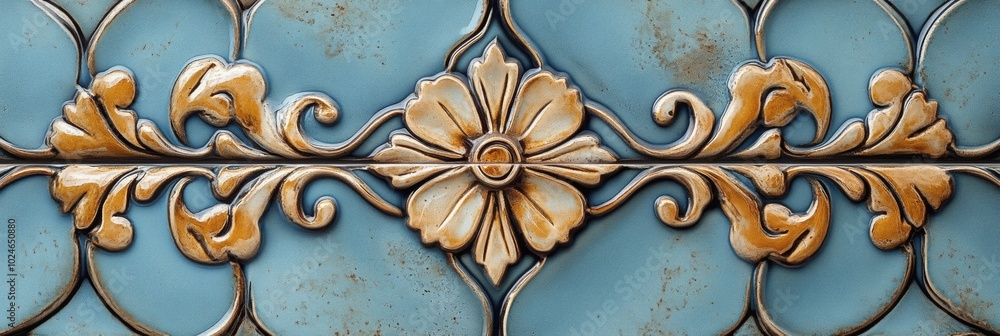 Intricately Designed Glazed Ceramic Tile, Soft Light Reflection, Captivating Top View, Elegant Home Decor Element, Artistic Craftsmanship Intricately Designed Glazed Ceramic Tile, Soft Light Reflection, Captivating Top View, Elegant Home Decor Element, Artistic Craftsmanship