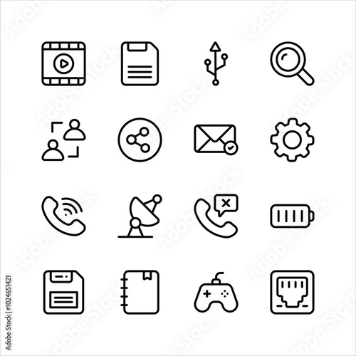 Pack of network and communication icons in editable style