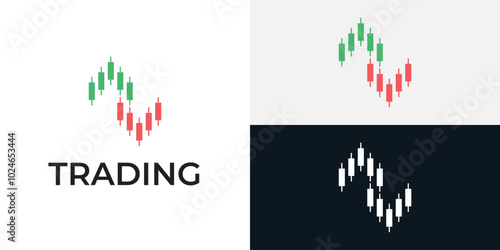 Trading candlestick logo icon template.