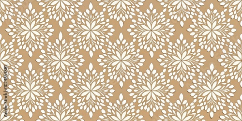 Intricate White Floral Pattern on a Subtle Brown Background