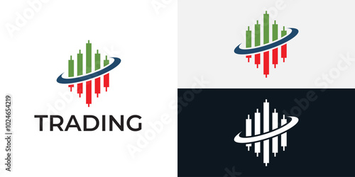 Trading candlestick logo icon template.