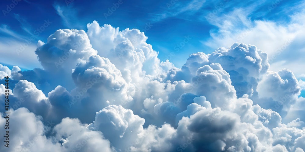 A vast expanse of fluffy white clouds, clustered together against a bright blue sky, creating a stunning natural masterpiece. A vast expanse of fluffy white clouds, clustered together against a bright blue sky, creating a stunning natural masterpiece.