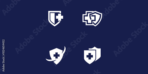 Set of Medical Shield Logo Design. Health protection shield logo designs for medical clinic service.