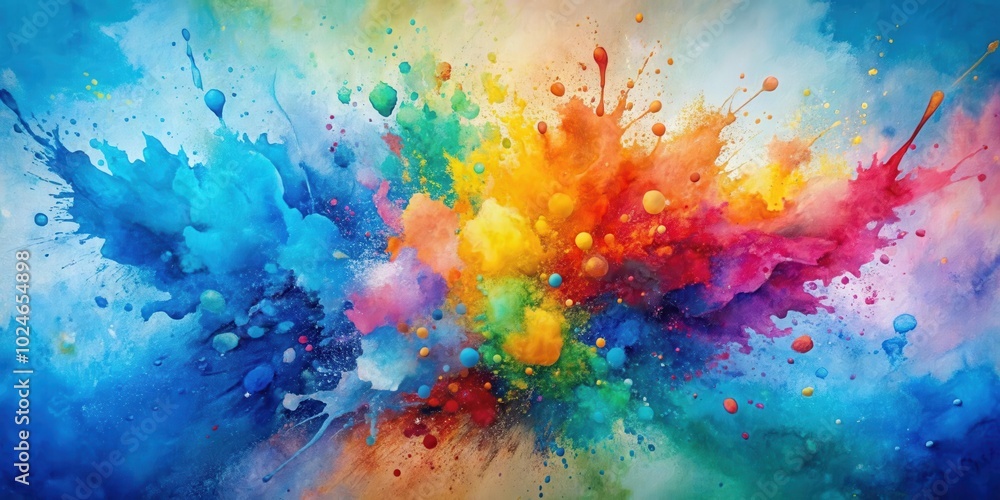 A vibrant abstract explosion of color, with splashes and splatters of yellow, orange, red, blue, green, and purple, creating a mesmerizing visual feast. A vibrant abstract explosion of color, with splashes and splatters of yellow, orange, red, blue, green, and purple, creating a mesmerizing visual feast.