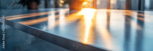 Wallpaper Mural Brushed Stainless Steel Surface, gleaming reflection, vibrant colors, contemporary design, modern aesthetic, industrial elegance Torontodigital.ca