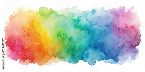 Abstract Watercolor Rainbow Background with Blending Hues and Soft Edges