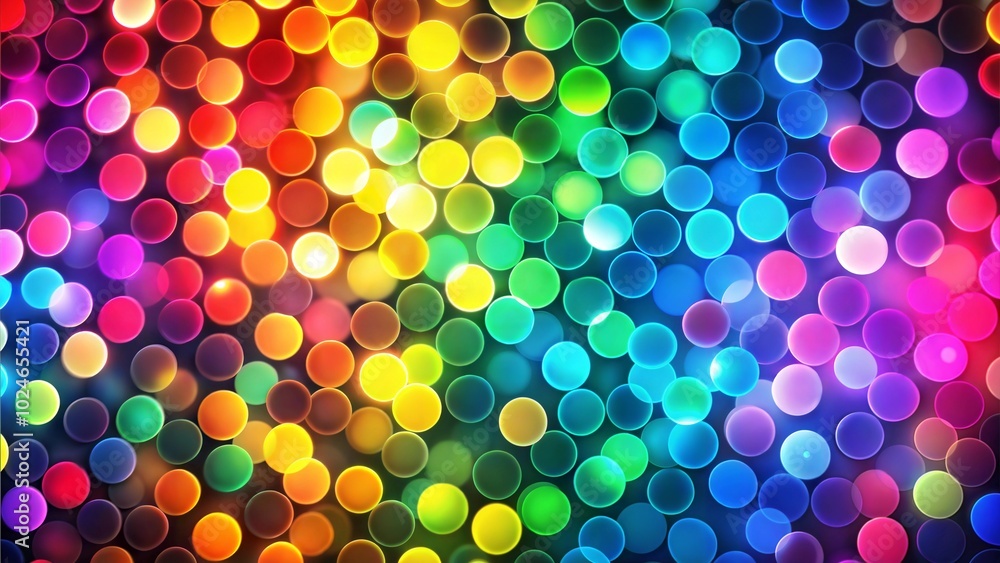 Vibrant rainbow backdrop with circular bokeh lights for artistic and creative use Vibrant rainbow backdrop with circular bokeh lights for artistic and creative use