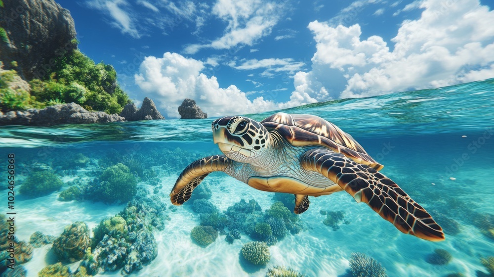 A turtle swimming in the ocean A turtle swimming in the ocean