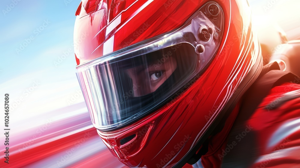Go-kart driver in motion, cornering at high speed with intense motion blur, racing suit and helmet creating a focused competitive vibe Go-kart driver in motion, cornering at high speed with intense motion blur, racing suit and helmet creating a focused competitive vibe