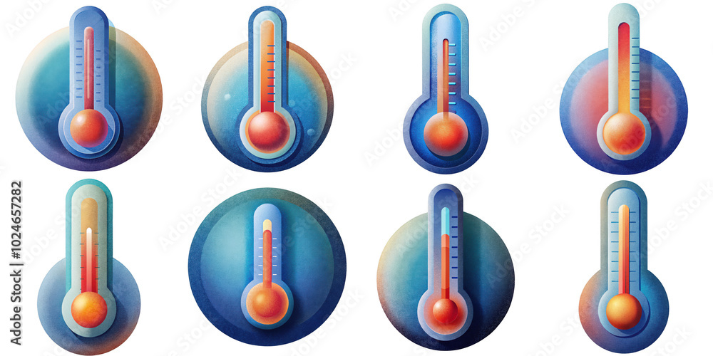 Thermometer Texture Cartoon illustration set of thermometer with Grainy Textures. isolate ...