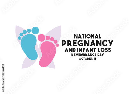 National Pregnancy and Infant Loss Remembrance Day. October 15. Flat design vector. White background.