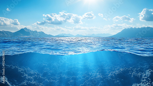 Under ocean view with the half out of water