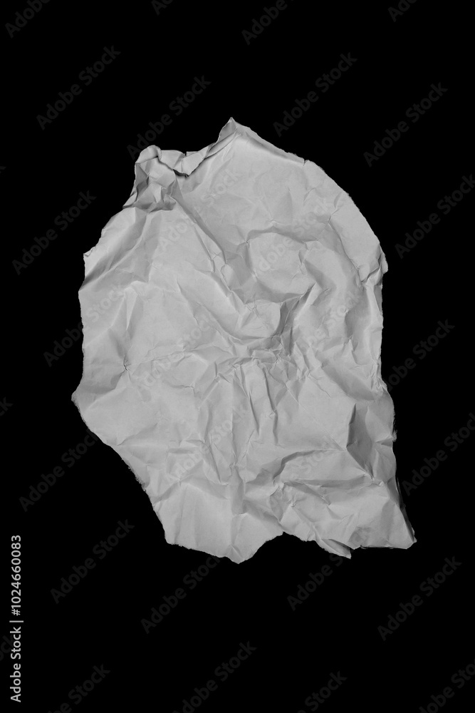 Fototapeta premium Crumpled White Paper on Black Background