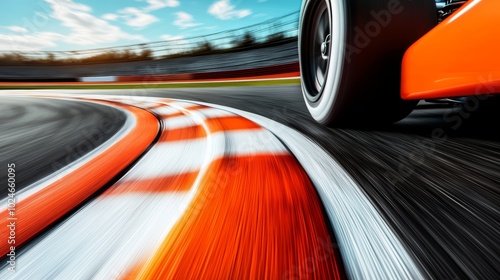 Close-up of a go-kart drifting on a racetrack, driver in control with motion blur, vibrant colors and dynamic speed, adrenaline-pumping action photo