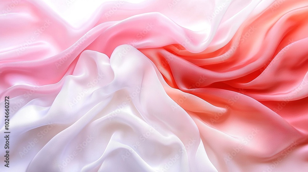 Pink and white fabric, close-up, striped on bottom Pink and white fabric, close-up, striped on bottom