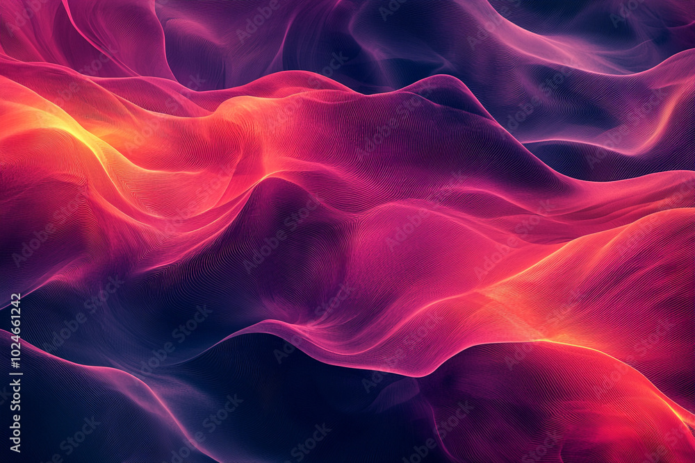 Fototapeta premium Colorful abstract waves of light flowing in vibrant hues at dusk