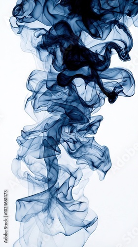  Blue smoke floats on a white background with minimal smoke rising from its top