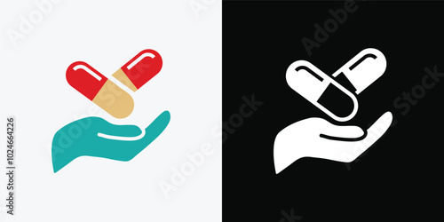 Capsule pill medicine drug logo icon.