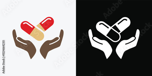 Capsule pill medicine drug logo icon.