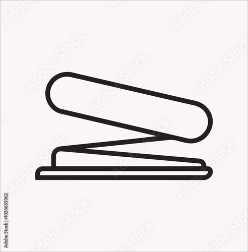 Office tool and staple. A metal stapler with curved jaws and extractor. Office supplies, extraction equipment. Isolated flat vector graphic artwork on white background