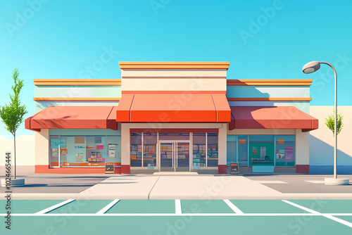 building store cartoon style 3d rendering, illustration