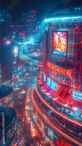 Futuristic Neon Cityscape at Night