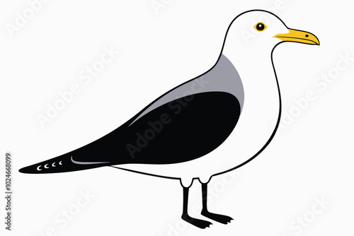 Solid color Ring-billed Gull animal vector design