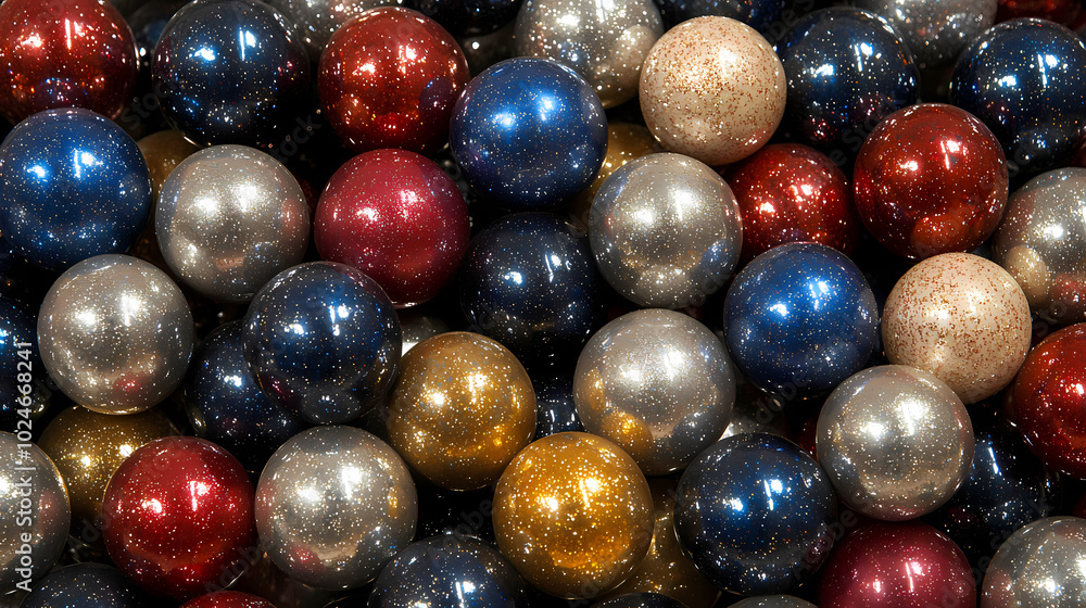 Close-up of a stack of glossy Christmas ornaments Close-up of a stack of glossy Christmas ornaments
