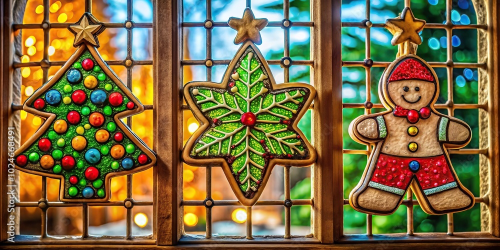 Stained glass window gingerbread cookies for Christmas Stained glass window gingerbread cookies for Christmas