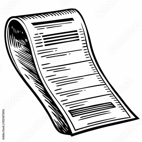 Vintage Style Long Receipt Illustration for Financial and Retail Design