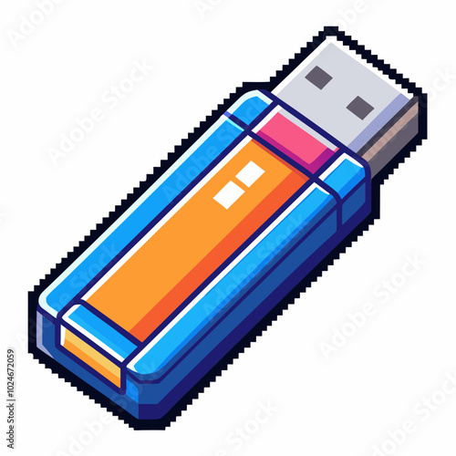 Colorful USB Flash Drive Icon in Isometric Style