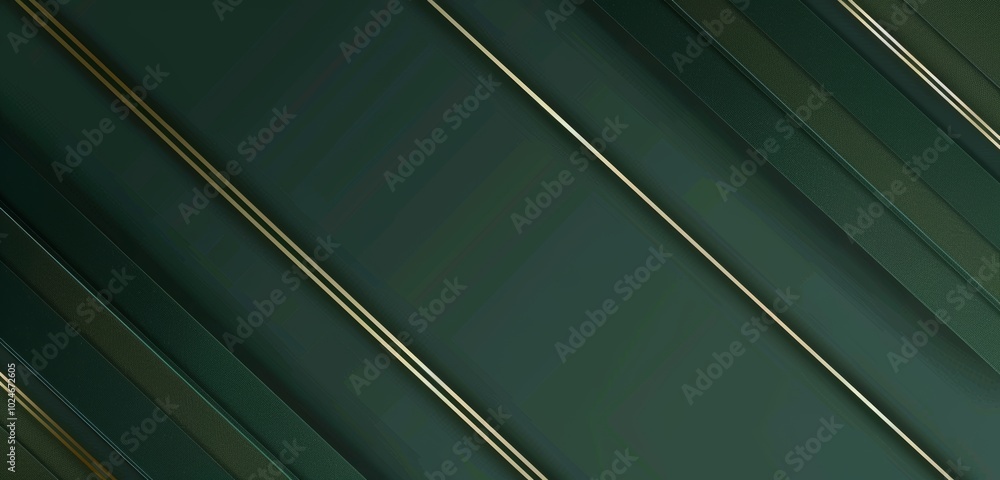 Green background with golden lines, a minimalistic design featuring simple shapes, a dark green gradient, vector graphics, a clean and modern style with elegant curves, lines, light reflections Green background with golden lines, a minimalistic design featuring simple shapes, a dark green gradient, vector graphics, a clean and modern style with elegant curves, lines, light reflections