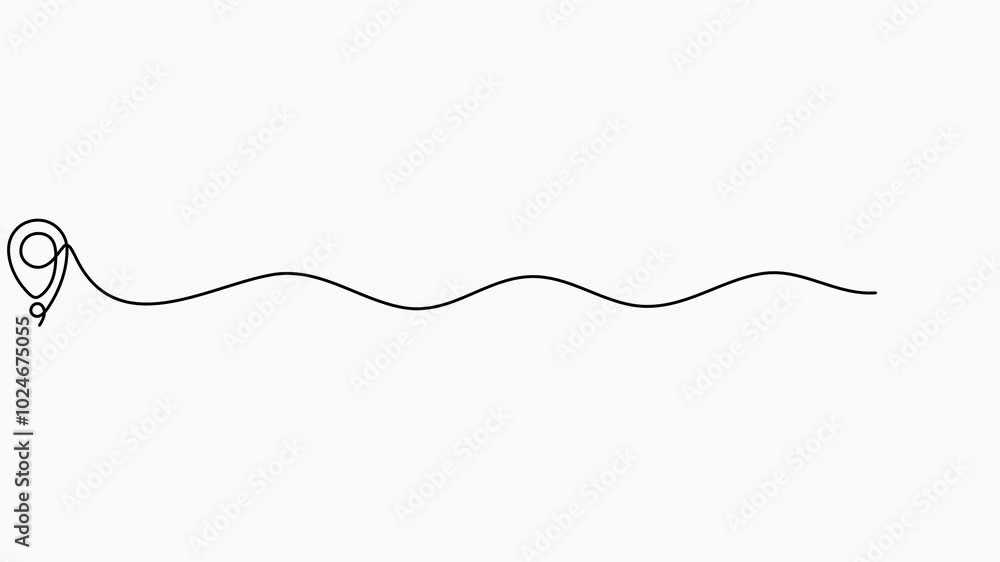 Location pointer continuous one line drawing animation. GPS navigation line route mark animated video. Location pointer continuous one line drawing animation. GPS navigation line route mark animated video.