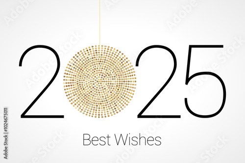 Happy new year - best wishes 2025 with colorful truncated number. Perfect vector for poster, banner, greeting and new year 2025 celebration.