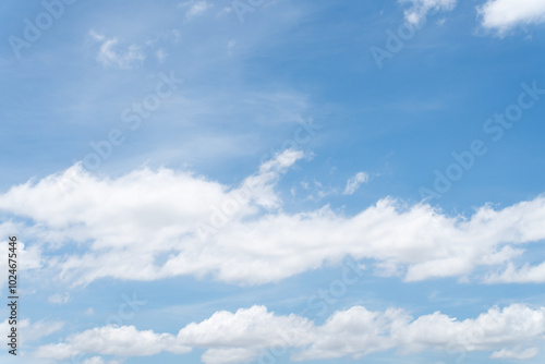 Clear blue color sky with white cloud background