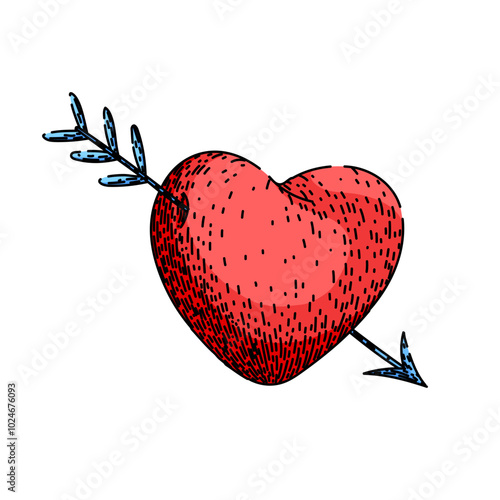 cardiovascular heart hand drawn. heartbeat pulse, rhythm ventricle, aorta artery cardiovascular heart vector sketch. isolated color illustration