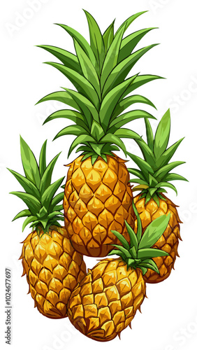 pineapple vector illustration - vector illustration of pineapple isolated on white, pineapple vector art