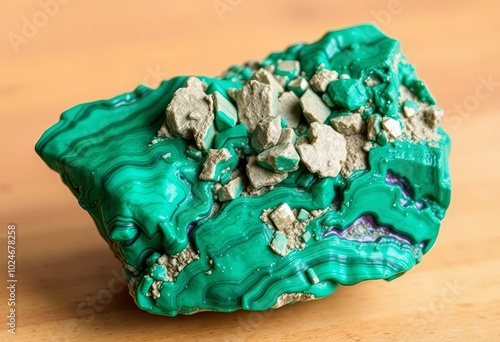 Malachite A green copper mineral with a banded or botryoidal str photo