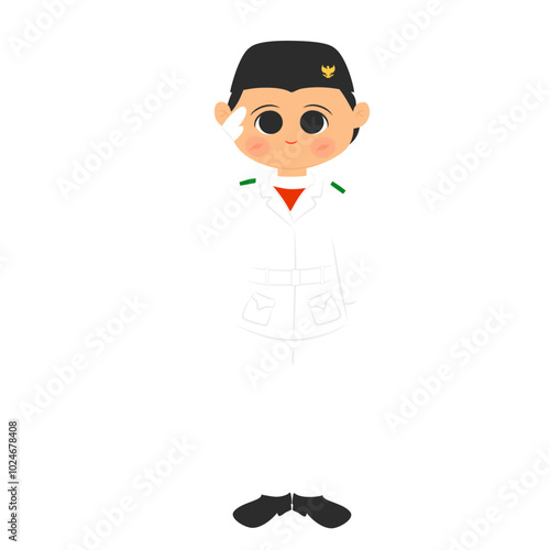 A flag raisers with salute pose