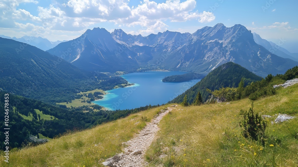 Mountaintop to lakeside scenery Mountaintop to lakeside scenery