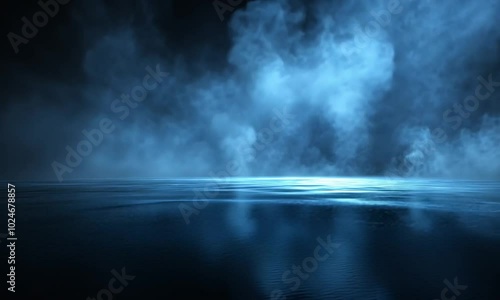 Abstract Blue Smoke and Fog