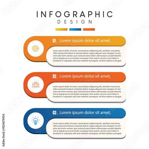 Three steps line stylish infographic template
