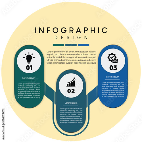 Three steps line stylish infographic template