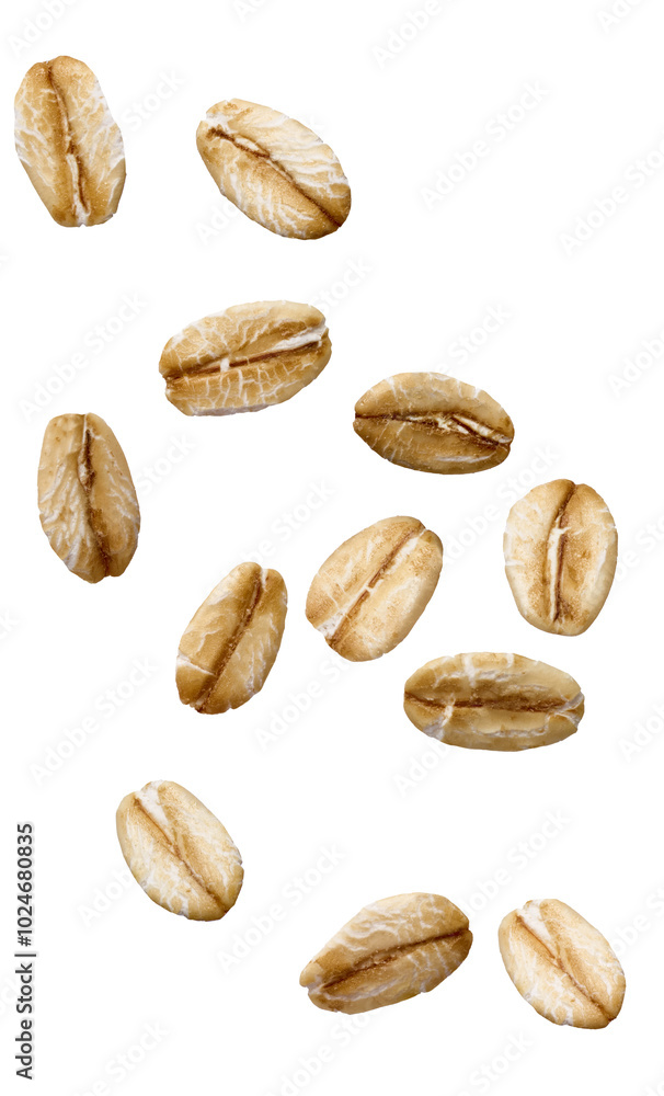 Obraz premium oat food cereal grain healthy oatmeal organic breakfast flake ingredient seed diet meal falling dry